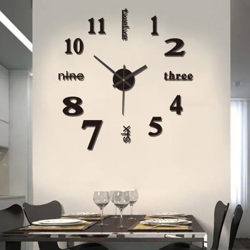 Creative Frameless DIY Wall Clock – Silent Decor for Living Room & Office (PH252)