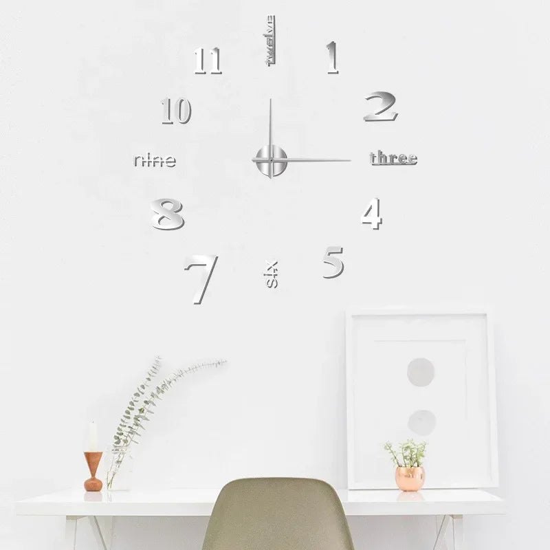 Creative Frameless DIY Wall Clock – Silent Decor for Living Room & Office (PH252)