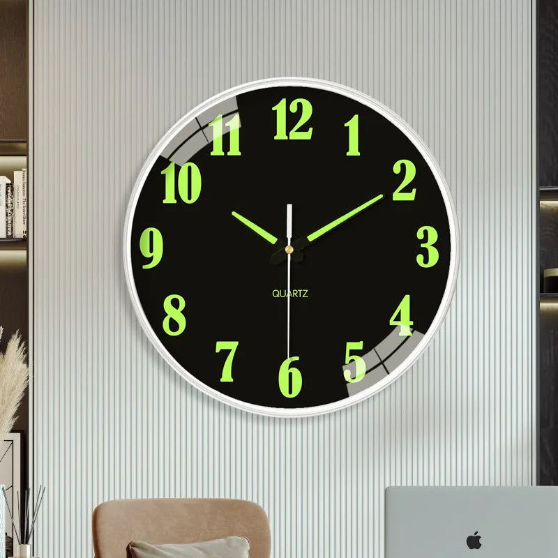 8-Inch Luminous Wall Clock – Stylish Silent Quartz, Hole-Free for Living Room