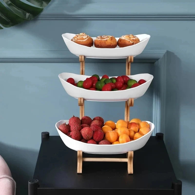 2/3 Layer Fruit Plate – Modern Plastic Snack & Candy Dish, Cake Stand