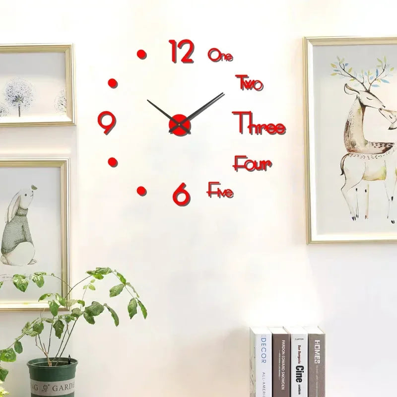 Creative Frameless DIY Wall Clock – Silent Decor for Living Room & Office (PH252)