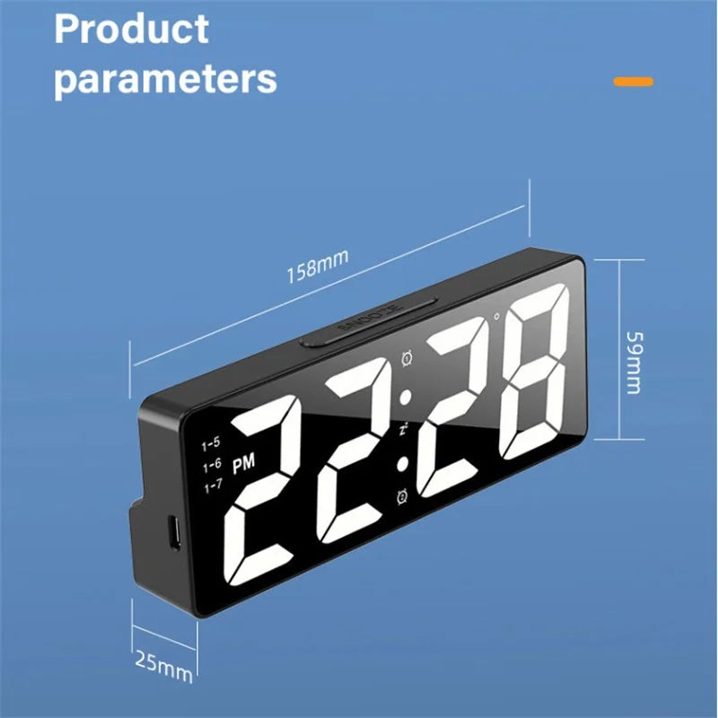 LED Digital Alarm Clock – Temperature Display, Adjustable Brightness, 12/24 Hour