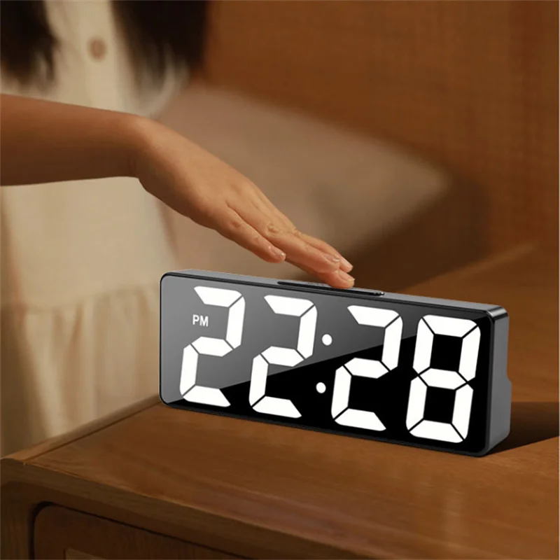 LED Digital Alarm Clock – Temperature Display, Adjustable Brightness, 12/24 Hour