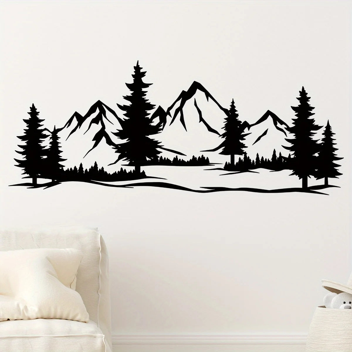 Black Mountain Forest Wall Stickers – Bedroom & Living Room Decor