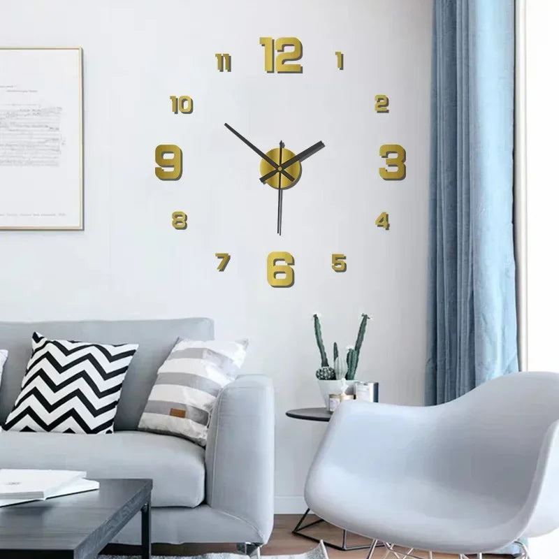 Creative Frameless DIY Wall Clock – Silent Decor for Living Room & Office (PH252)