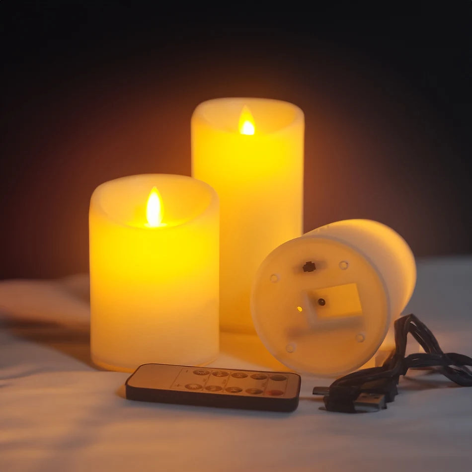 3PC USB Rechargeable LED Flameless Candles