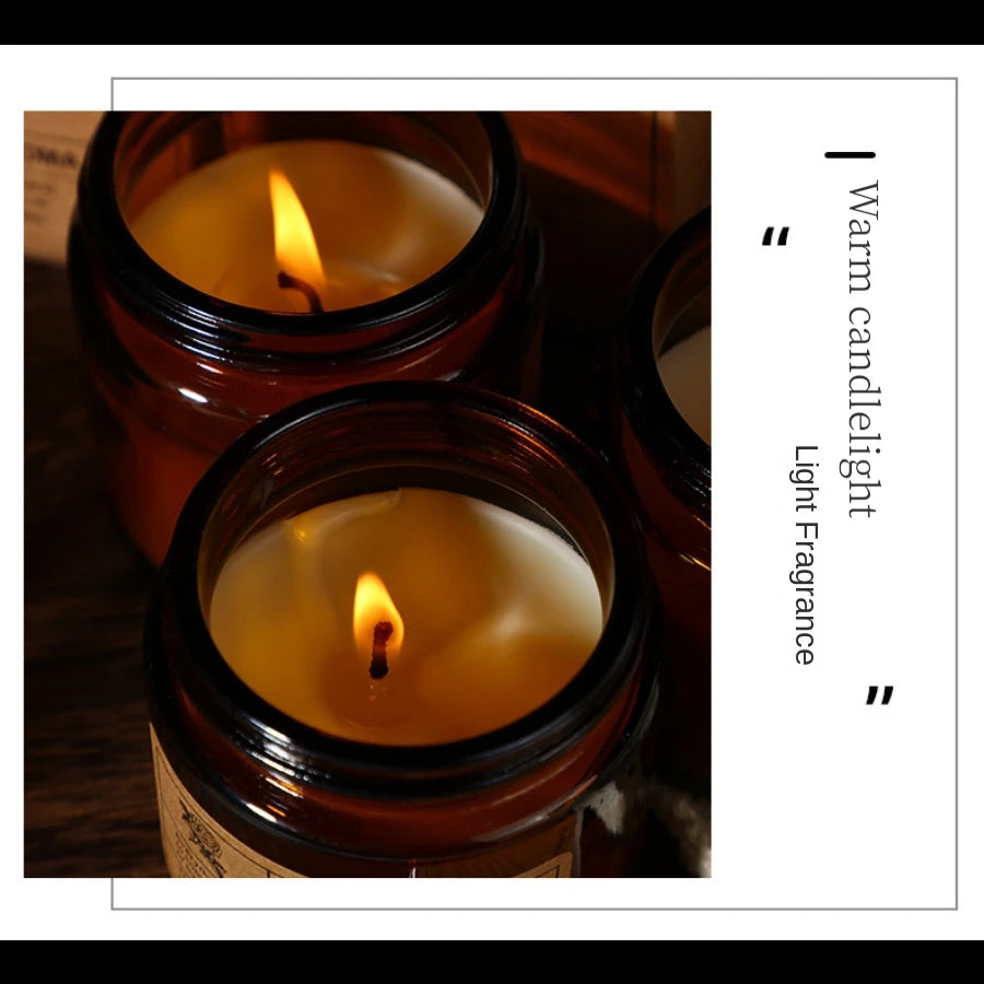 Brown Glass Scented Candle – Aromatherapy & Gift