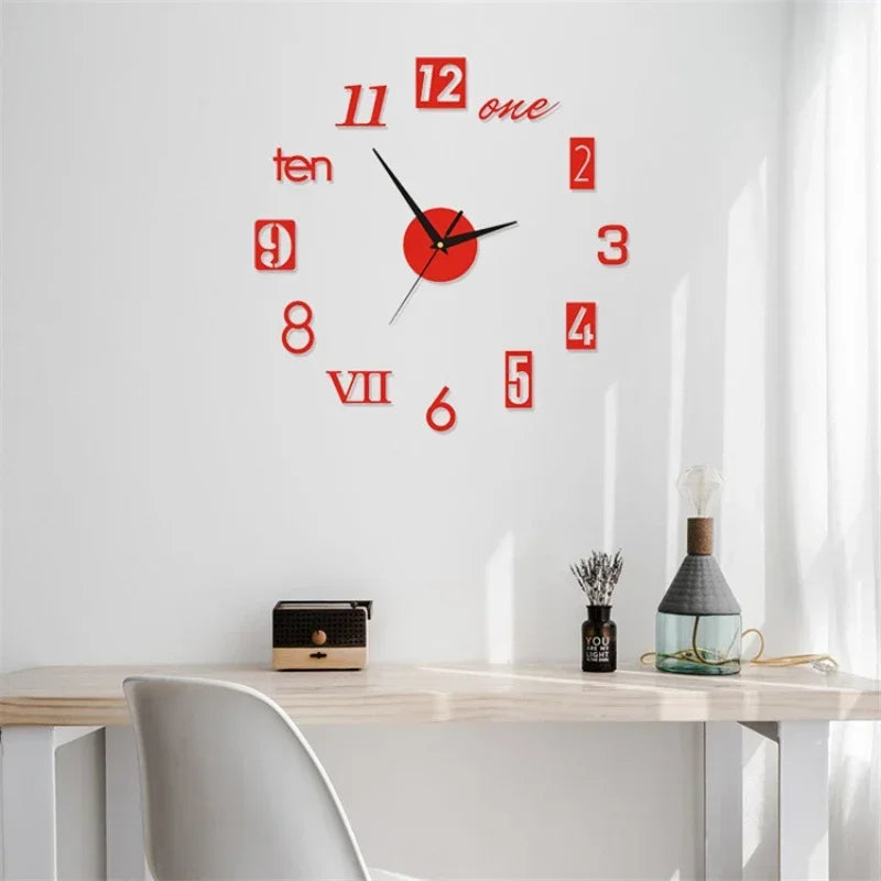 Creative Frameless DIY Wall Clock – Silent Decor for Living Room & Office (PH252)