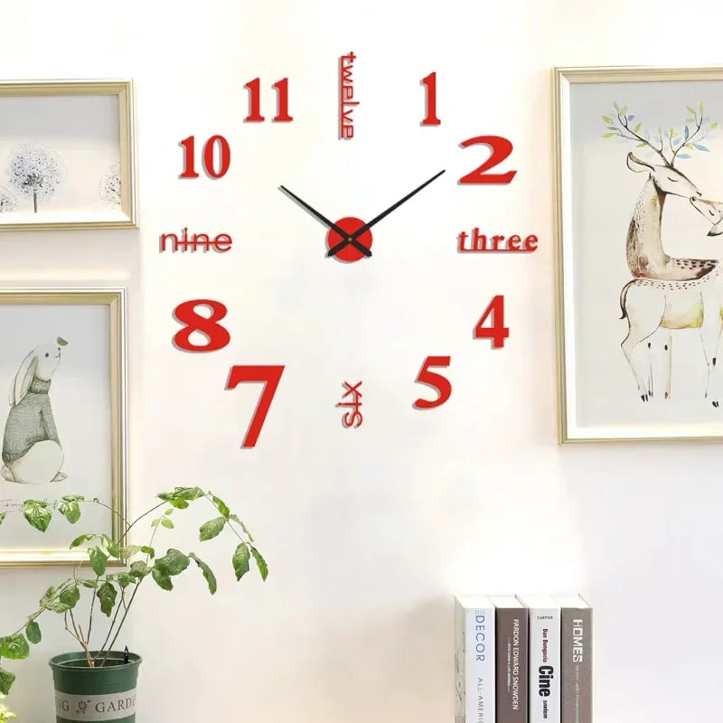 Creative Frameless DIY Wall Clock – Silent Decor for Living Room & Office (PH252)