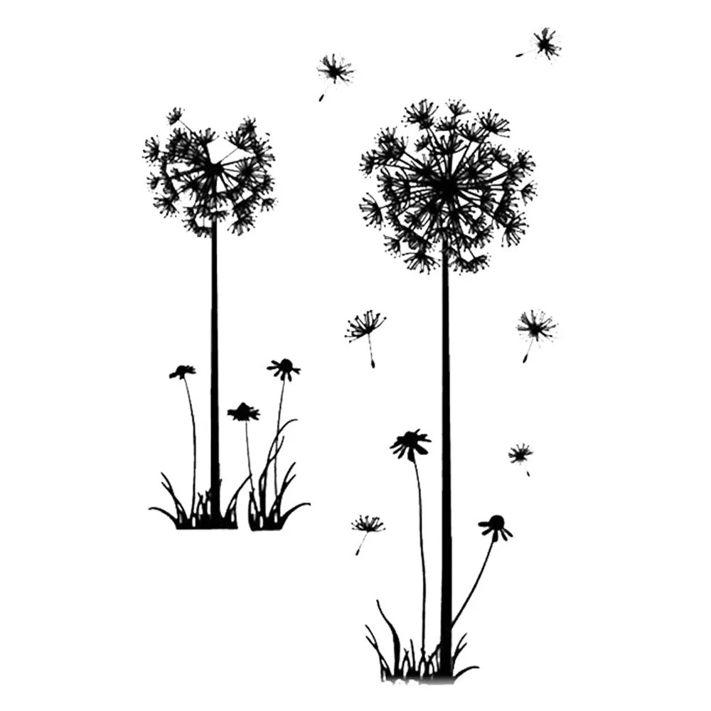 Black Dandelion Wall Sticker – Mural Art Decal for Living & Bedroom Decor