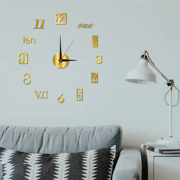 Creative Frameless DIY Wall Clock – Silent Decor for Living Room & Office (PH252)