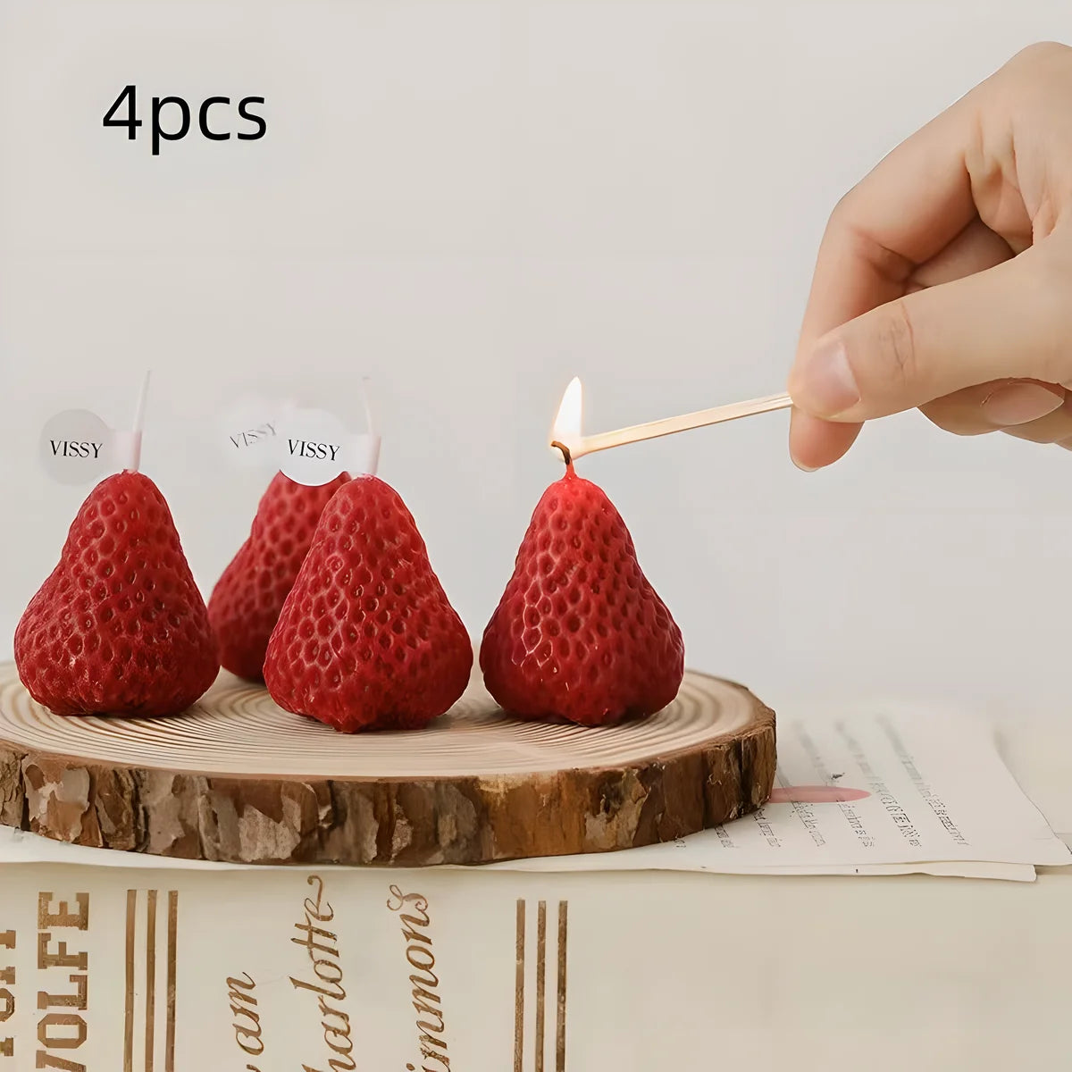 4PC Strawberry-Shaped Scented Candles – Aromatherapy & Decor