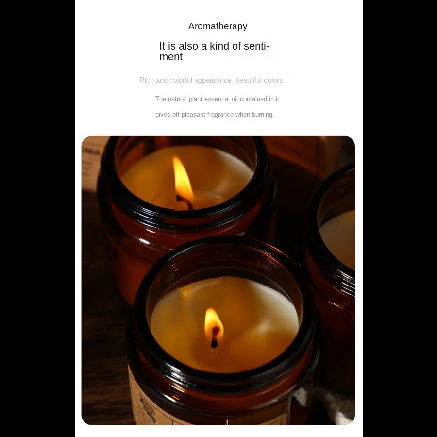 Brown Glass Scented Candle – Aromatherapy & Gift