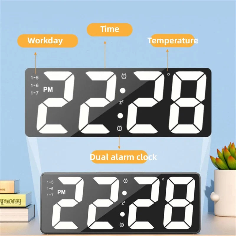 LED Digital Alarm Clock – Temperature Display, Adjustable Brightness, 12/24 Hour