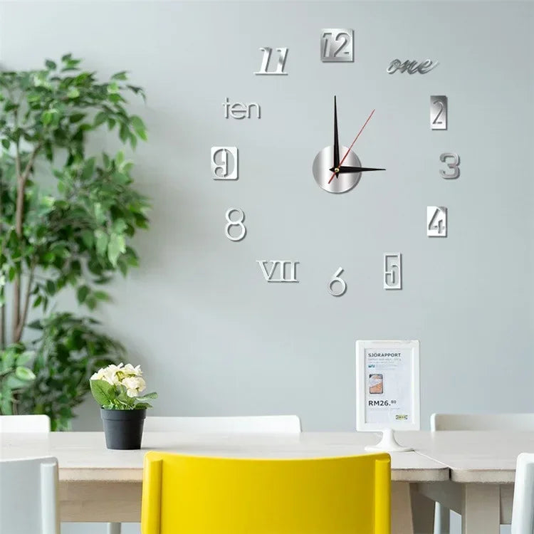 Creative Frameless DIY Wall Clock – Silent Decor for Living Room & Office (PH252)