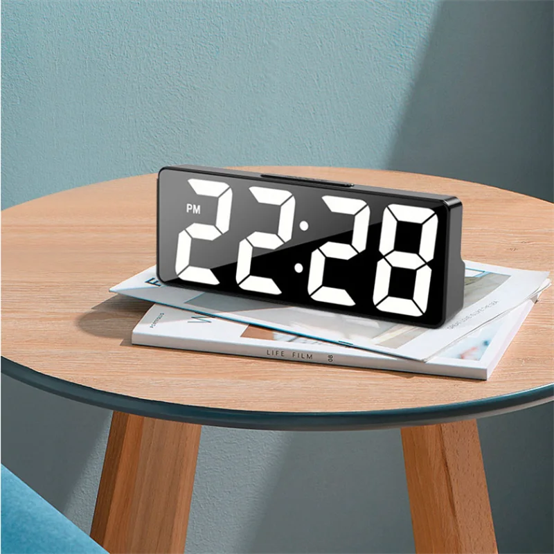 LED Digital Alarm Clock – Temperature Display, Adjustable Brightness, 12/24 Hour