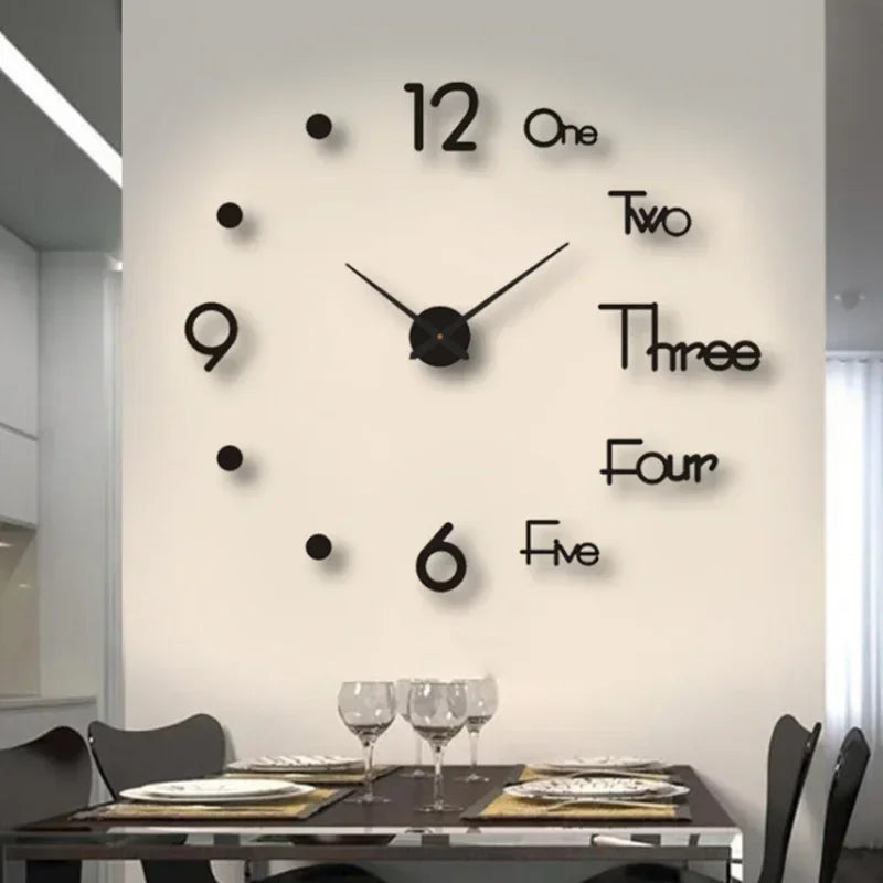 Creative Frameless DIY Wall Clock – Silent Decor for Living Room & Office (PH252)