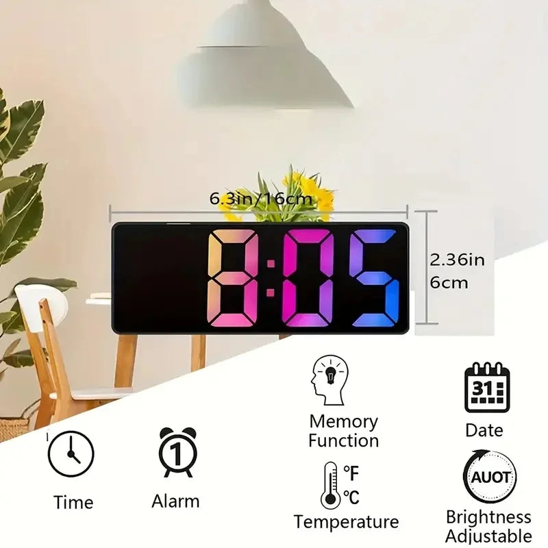 LED Digital Alarm Clock – Temperature Display, Adjustable Brightness, 12/24 Hour