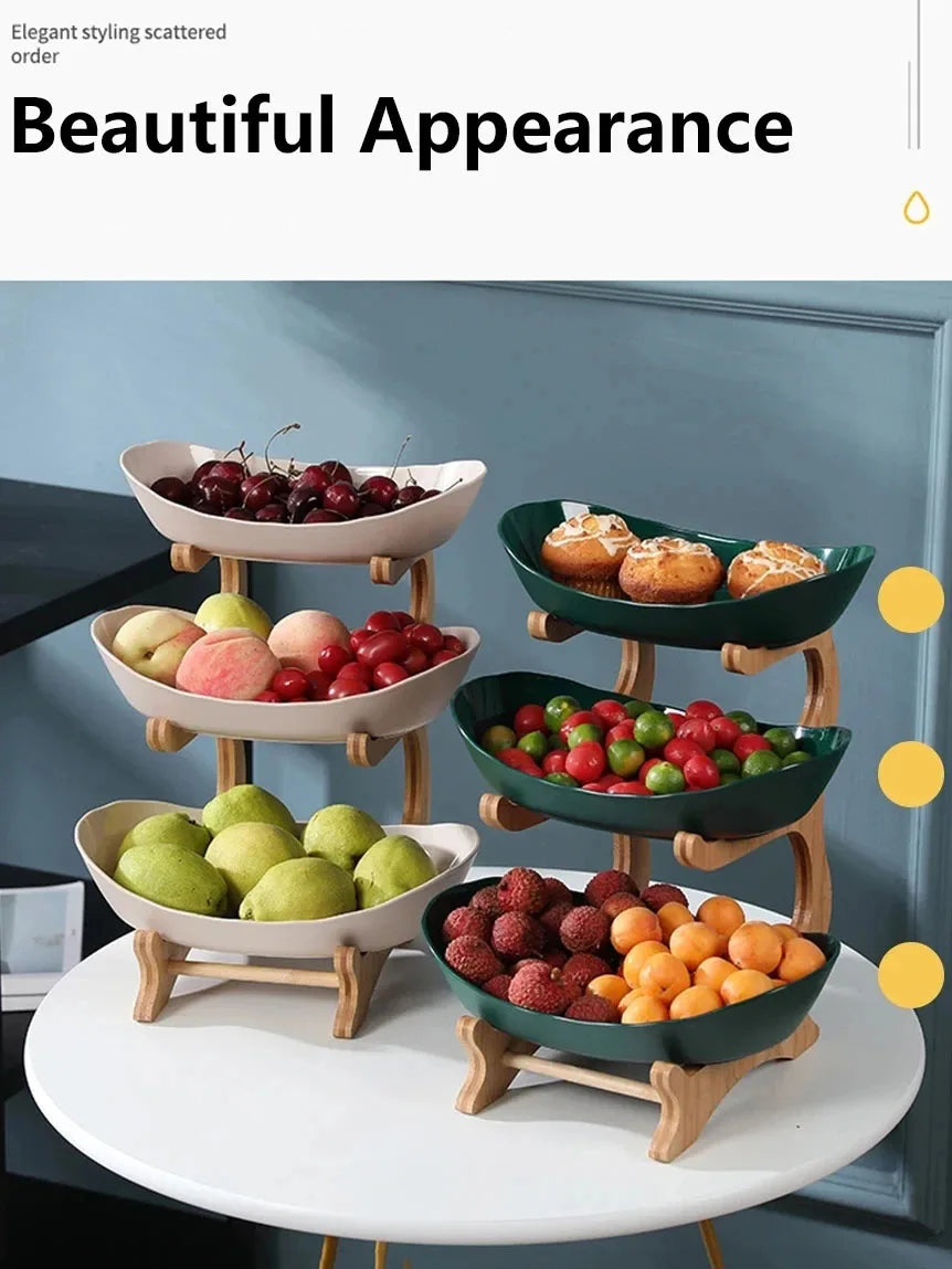 2/3 Layer Fruit Plate – Modern Plastic Snack & Candy Dish, Cake Stand