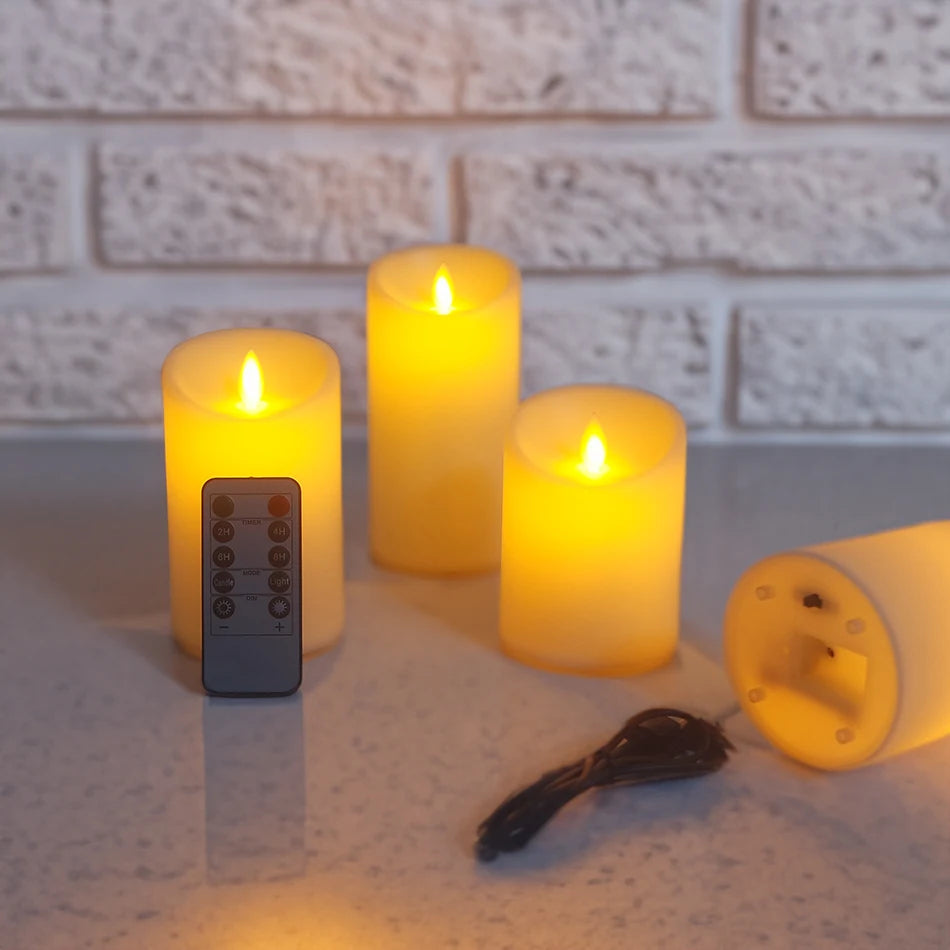 3PC USB Rechargeable LED Flameless Candles