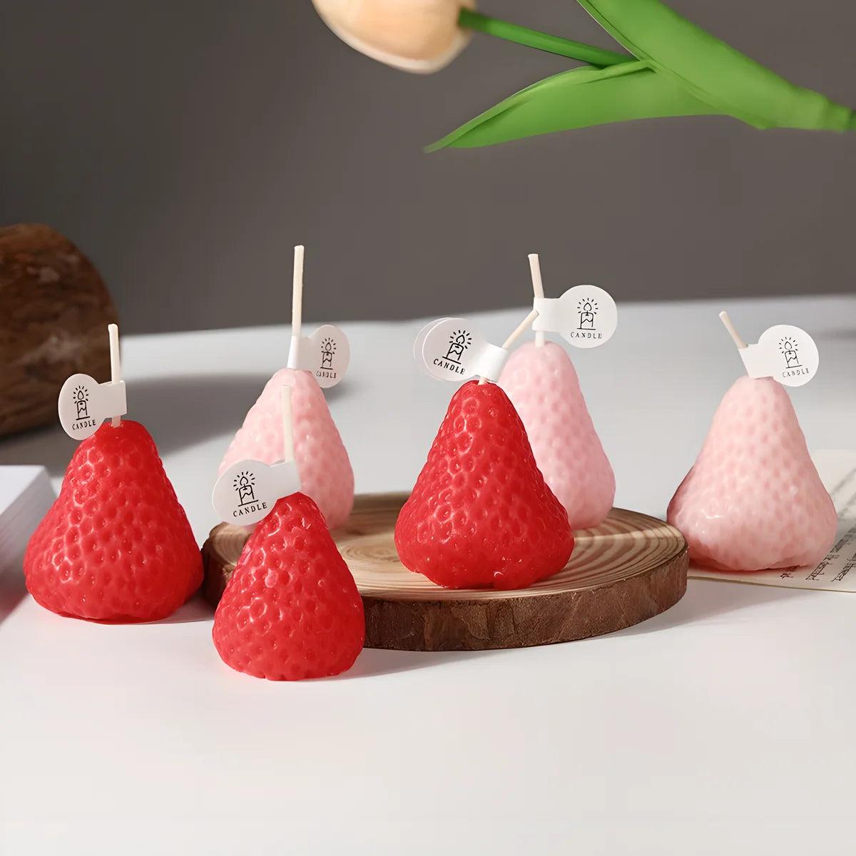 4PC Strawberry-Shaped Scented Candles – Aromatherapy & Decor