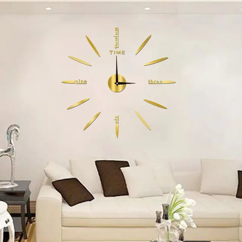 Creative Frameless DIY Wall Clock – Silent Decor for Living Room & Office (PH252)