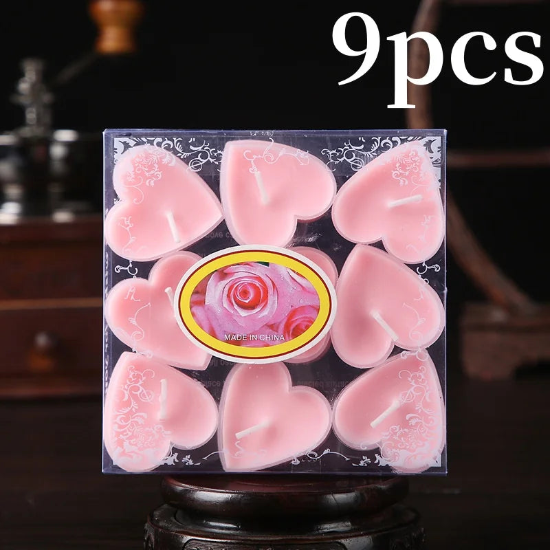 9PC Heart-Shaped Scented Tea Candles – Romantic Decor