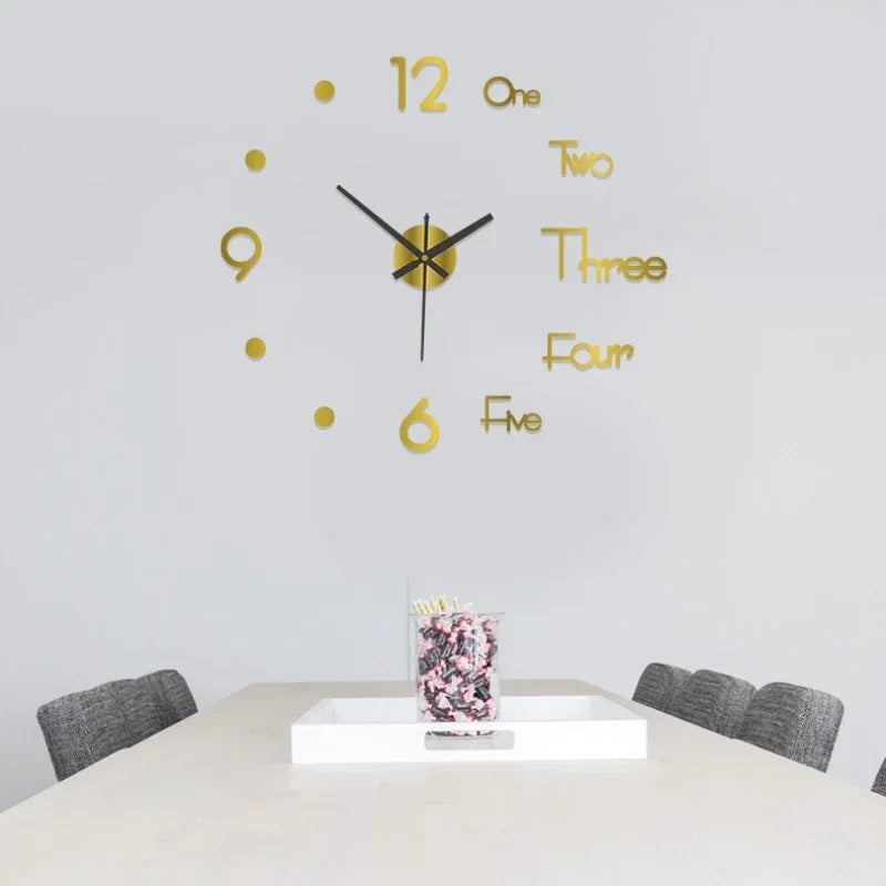 Creative Frameless DIY Wall Clock – Silent Decor for Living Room & Office (PH252)