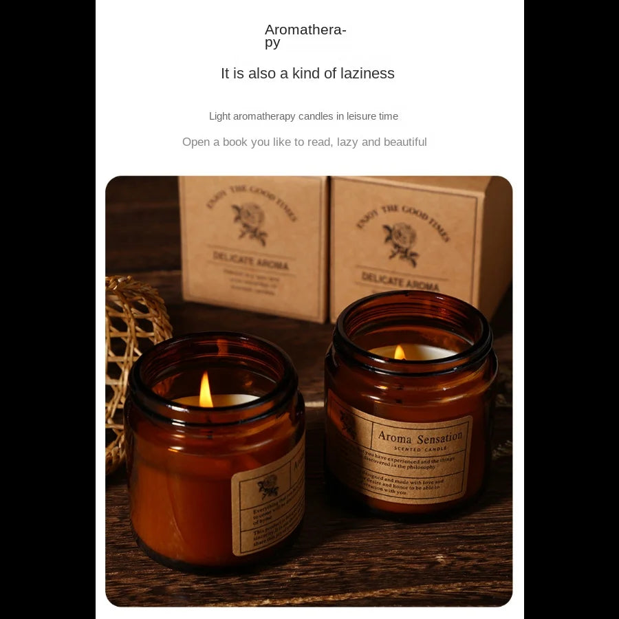 Brown Glass Scented Candle – Aromatherapy & Gift