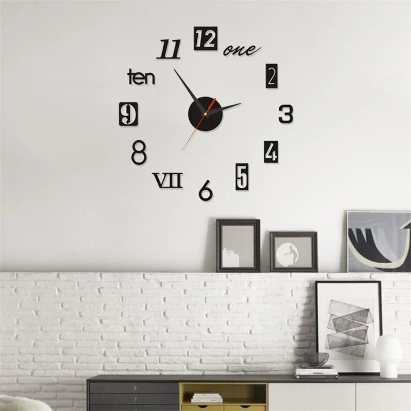 Creative Frameless DIY Wall Clock – Silent Decor for Living Room & Office (PH252)