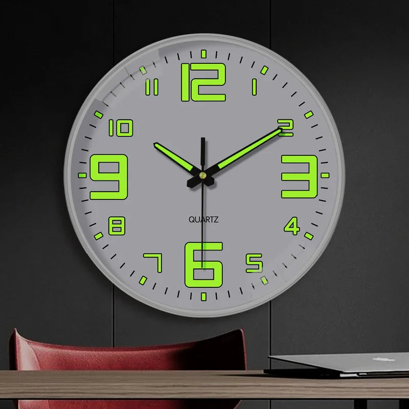 8-Inch Luminous Wall Clock – Stylish Silent Quartz, Hole-Free for Living Room