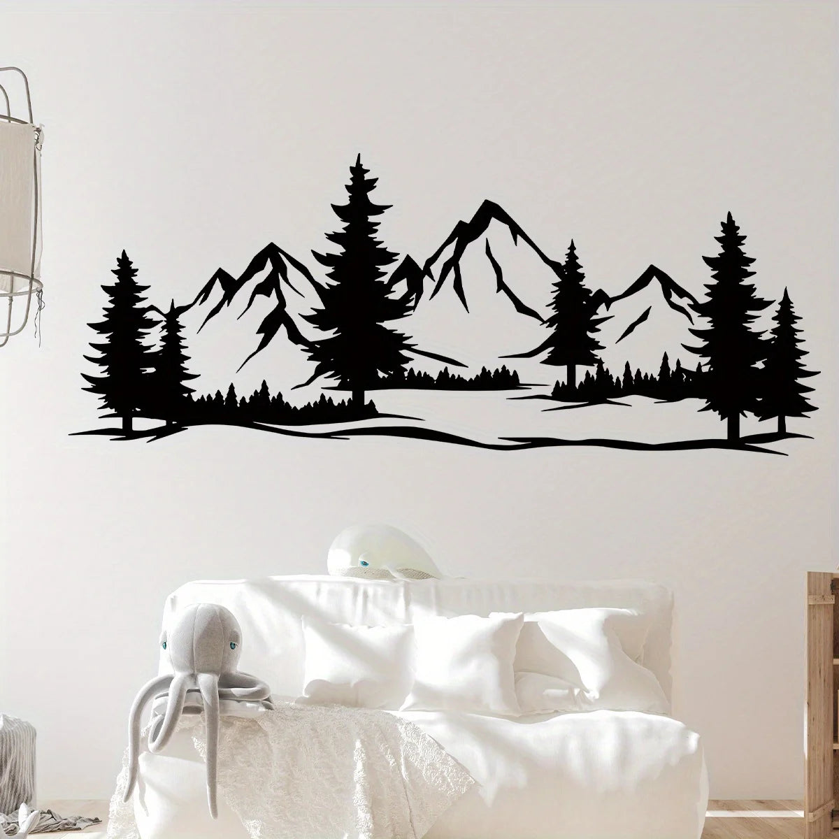 Black Mountain Forest Wall Stickers – Bedroom & Living Room Decor